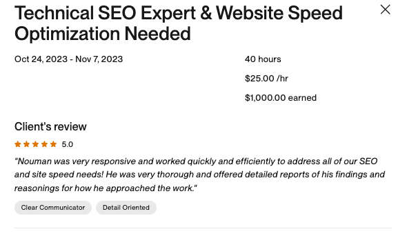 RankTactix client review screenshot 1